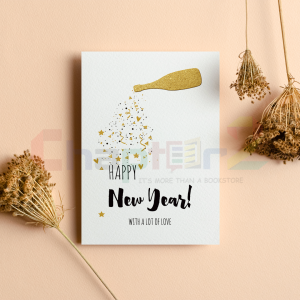 Sparkling New Year Greeting Card – Pastel Hand-Lettered Design with Festive Accents