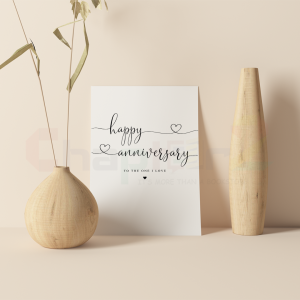 Romantic Happy Anniversary Greeting Card – Minimal Script Design Card for Couples | Premium Printed Card Pakistan | Chapter2PK