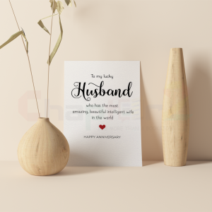 Funny Anniversary Card for Husband – Romantic “To My Lucky Husband” Love Greeting Card (Cute & Humorous Design)