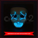 Anonymous Face with Neon Light - blue