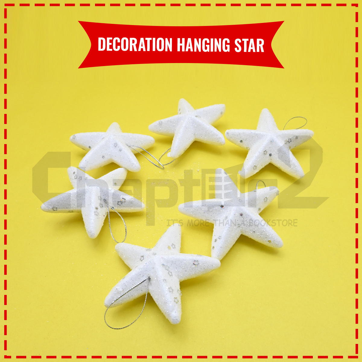 Decoration Hanging Star 6 Pcs White Small