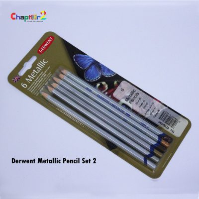 Derwent 6 Metallic Pencils Set box packaging