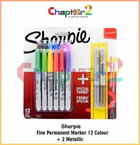 Sharpie Fine Permanent Marker 12 Colour + 2 Metallic