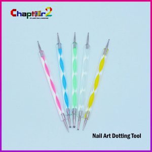 Multicolor Nail Art Tool Marbleizing Dotting Pen 2 Way 5Pcs