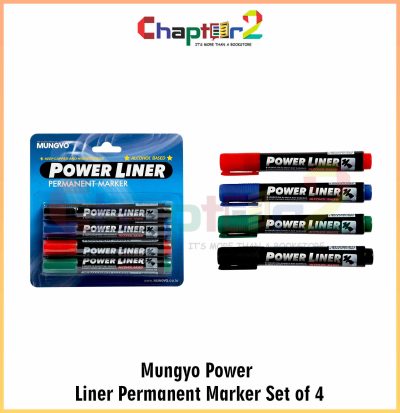 Mungyo Power Liner Permanent Marker - 4 Color Set: Vibrant and Alcohol-Based Markers