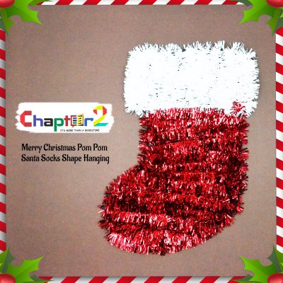 Merry Christmas pom pom Santa socks hanging festive stocking tree wall and door ornament