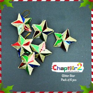 Glitter Star Ornament Set – Pack of 6