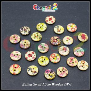 Small Wooden Buttons with Vintage Floral Prints - Pack of 24