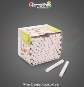 White Dustless Chalk – Smooth & Clean Writing Chalk Box (100 Pcs)