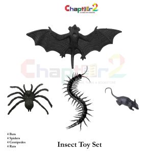 Creepy Insect Toy Set – Realistic Fake Bats, Spiders, Centipedes & Rats (Halloween Decoration Toys)