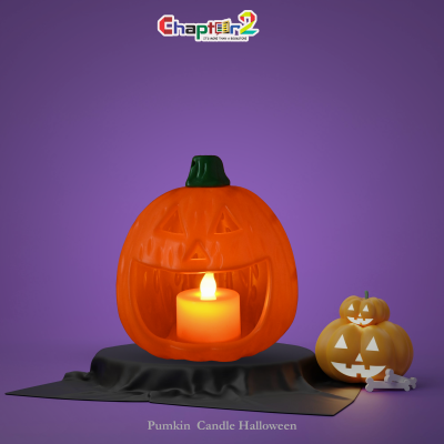 Halloween Pumpkin Candle Holder – 4 Inch Decorative Jack-O’-Lantern Candle