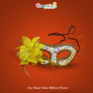 Yellow Ribbon Flower Eye Mask – Glitter Masquerade Party Mask for Kids, Fancy Dress & Events