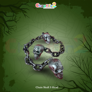 Halloween Skull Chain Decoration – 3 Head Silver Skull Chain Prop for Haunted House & Party Decor