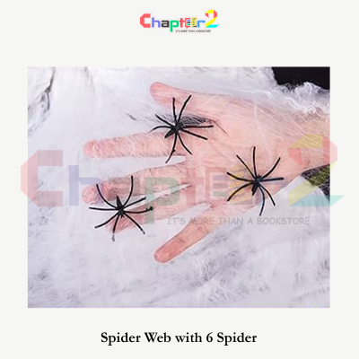 Halloween Spider Web Decoration with 6 Fake Spiders – Stretchable Cobweb for Party & Home Decor
