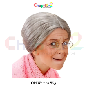 Old Woman Wig – Grey Granny Costume Wig for Halloween & Cosplay
