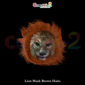 Lion Animal Mask with Brown Hair for Kids – Jungle Safari Fancy Dress Costume Mask