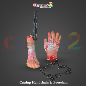 Halloween Cutting Hand with Chain & Bloody Foot Chain Prop – Realistic Horror Decoration
