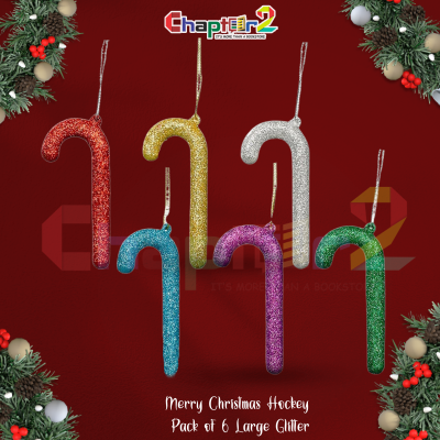 Christmas glitter candy cane ornaments pack of 6 multi color hanging tree decorations