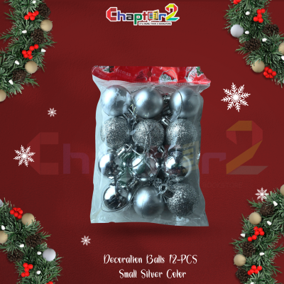 12-piece silver christmas decoration balls set with small shatterproof ornaments