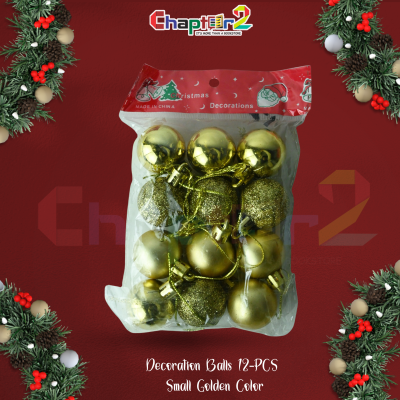 12-piece golden christmas decoration balls set with small shatterproof ornaments