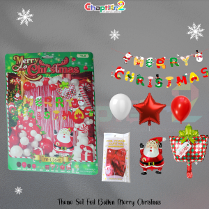 Merry Christmas Foil Balloon Decoration Set – Letter Banner, Foil Fringe Curtain, Latex Balloons & Santa Foils