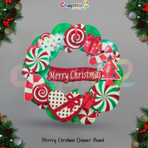 Merry Christmas Round Hanging Banner – Candy & Gift Theme Wreath | Festive Wall & Door Decoration
