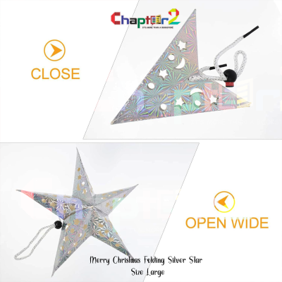 Large Folding Silver Paper Star – Christmas Hanging Decoration 3 5400513a scaled