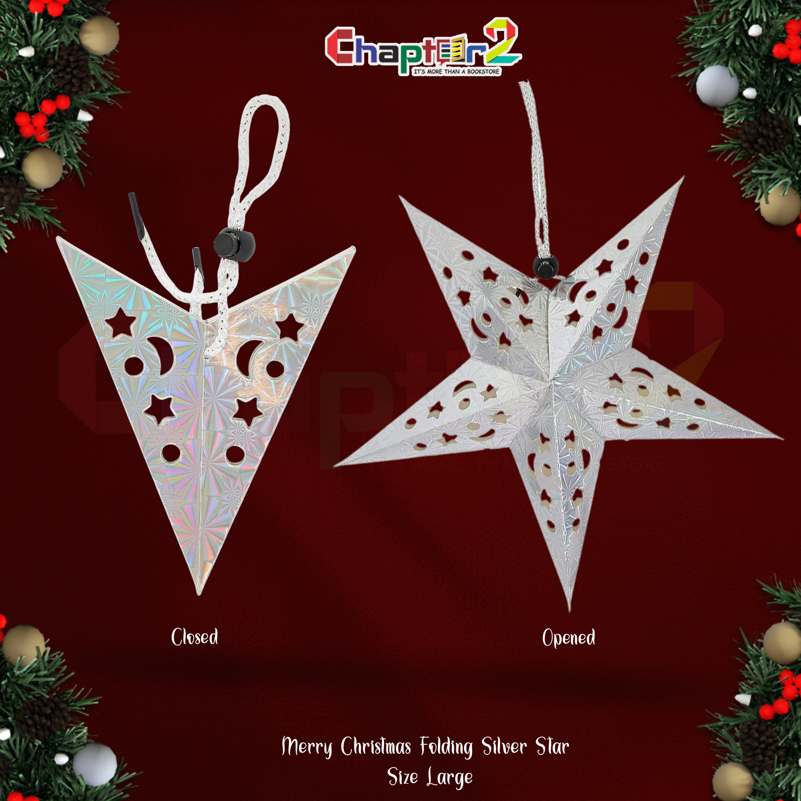 5400513d Folding silver paper star