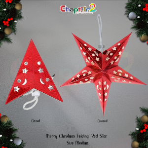 Medium Folding Red Paper Star – Christmas Hanging Decoration