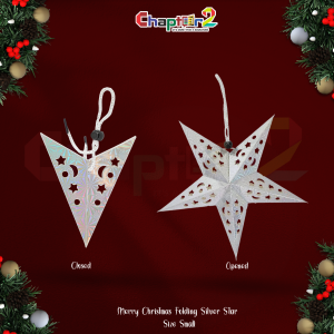 Small Folding Silver Paper Star – Christmas Hanging Decoration