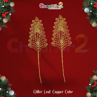 Glitter Decorative Leaf Spray – Copper Color | Christmas & Event Decoration