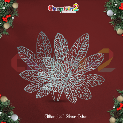 Glitter Decorative Leaf Bunch – Silver Christmas Decoration