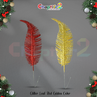 Glitter Decorative Leaf Spray – Red & Gold | Festive Christmas Decoration