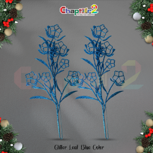Glitter Floral Spray – Blue Decorative Christmas Stem