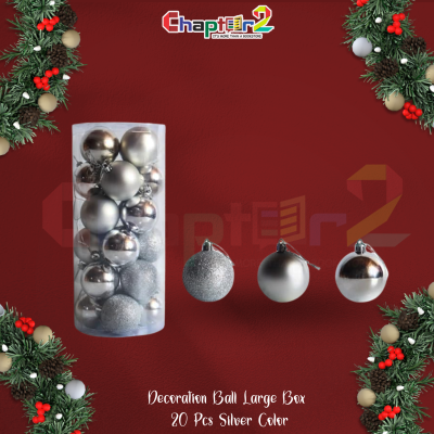 20-piece silver christmas decoration balls set in large box