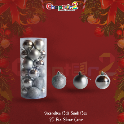 20-piece silver christmas decoration balls set with matte glossy and glitter mix