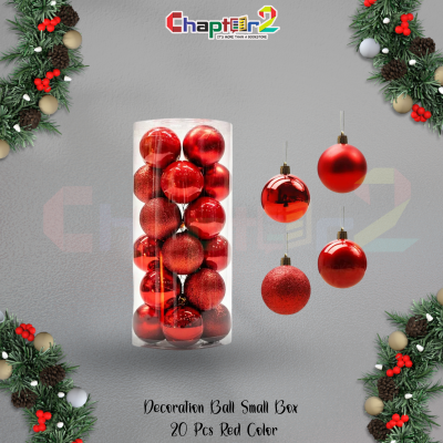 20-piece red christmas decoration balls set with matte glossy and glitter mix