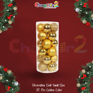 20-Piece Golden Christmas Decoration Balls – Small Box of Shatterproof Ornaments (Matte, Glossy & Glitter Mix)