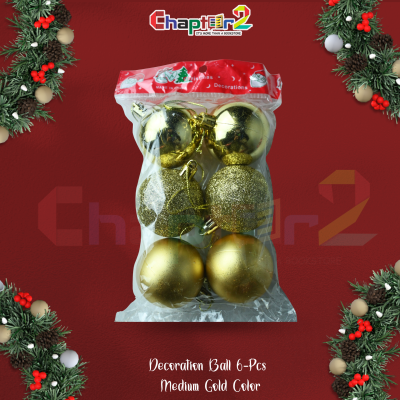 6-piece golden christmas decoration balls set with glossy and glitter finish