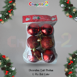 6-Piece Red Christmas Decoration Balls – Medium Size Shatterproof Ornaments (Glossy & Glitter Mix)