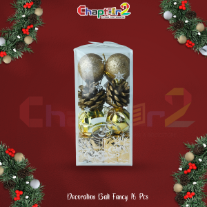 16-Piece Fancy Christmas Decoration Set – Premium Ornaments with Pinecones & Golden Balls