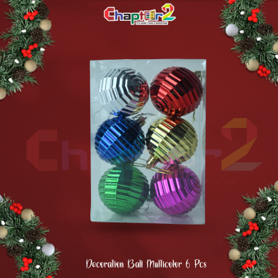 6-piece multicolor ribbed shatterproof christmas decoration balls set
