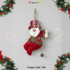 Hanging Santa Claus Plush Ornament – Christmas Cloth Decoration with Bell