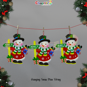 Christmas Hanging Snowman String Decoration – “Merry Christmas” Garland | Festive Wall & Window Décor