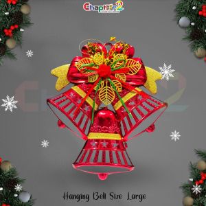 Large Christmas Hanging Bells Decoration – Red & Gold Festive Ornament