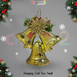 Christmas Hanging Bells – Small Golden Bells with Decorative Bow