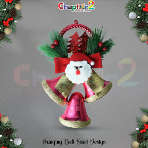 Christmas Hanging Bells – Small Red & Gold Santa Bell Decoration