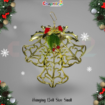 Christmas hanging bell small golden decorative bell ornament for holiday tree and garland