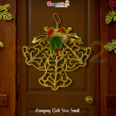 Christmas hanging bell small golden decorative bell ornament for holiday tree and garland