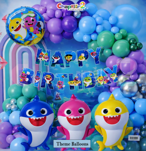 Baby Shark Theme Happy Birthday Balloon Decoration Set for Kids Party